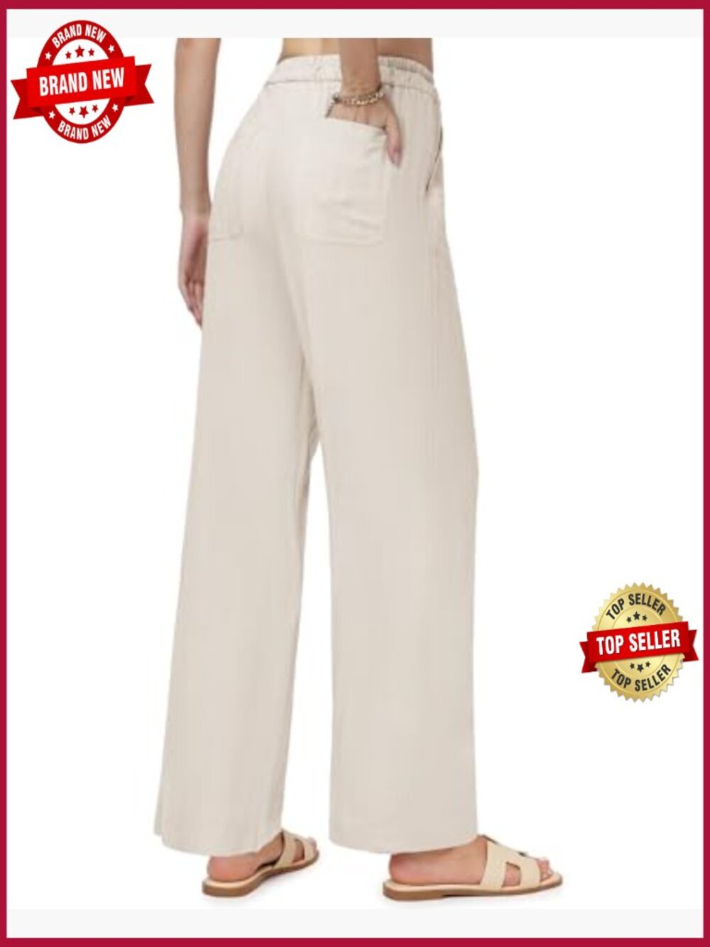 Tall Women's Wide Leg Pants, 32/34/36 Inseam, Lightweight Linen Blend - Picture 5 of 6